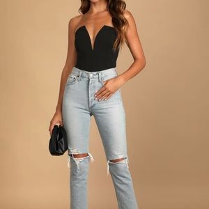 Lulus black notched bodysuit. Tags on. X small